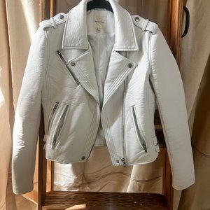 Silence + Noise White Leather Jacket,  Woman Size XS